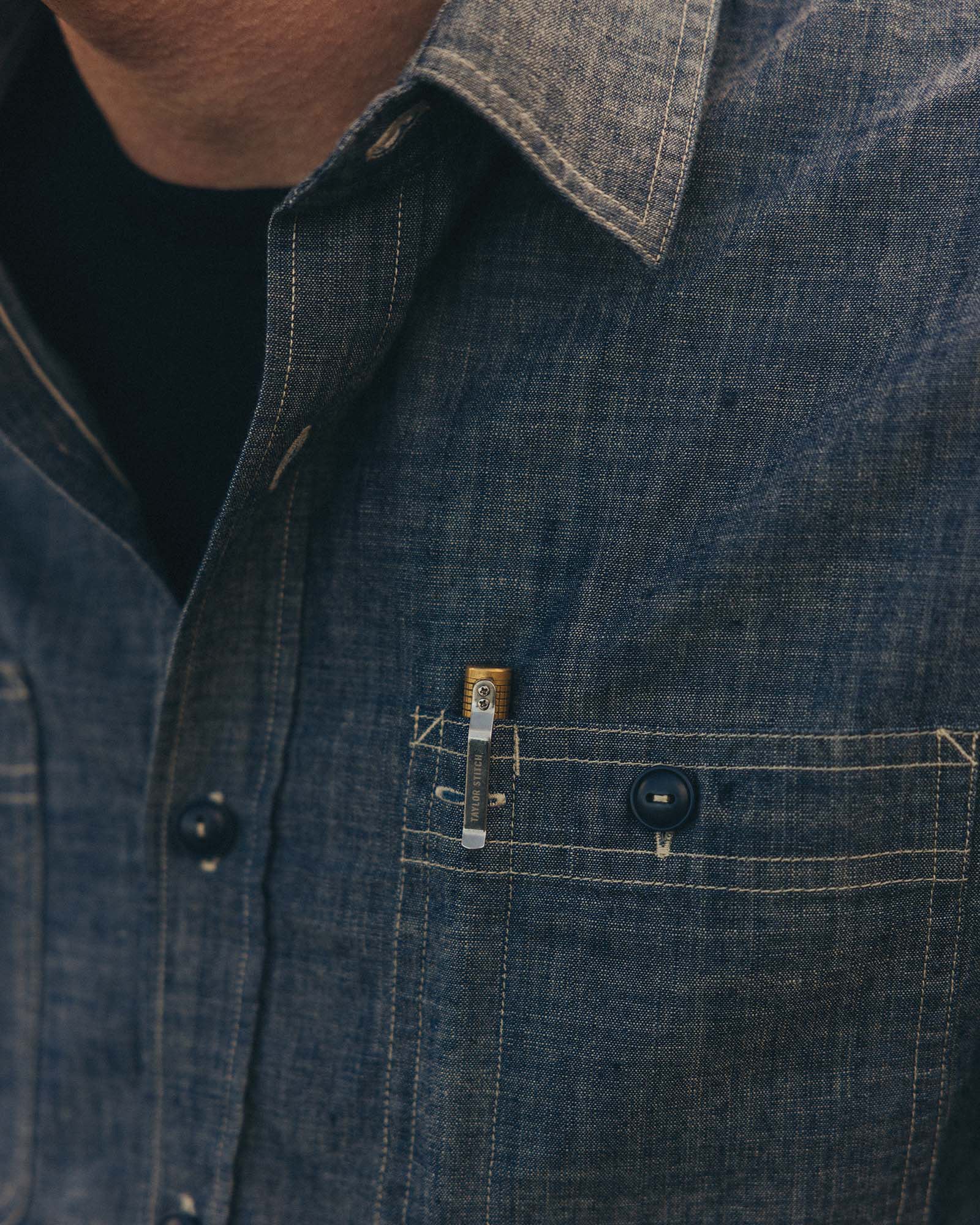 The Foundry Shirt in Rinsed Indigo Chambray - Image 3