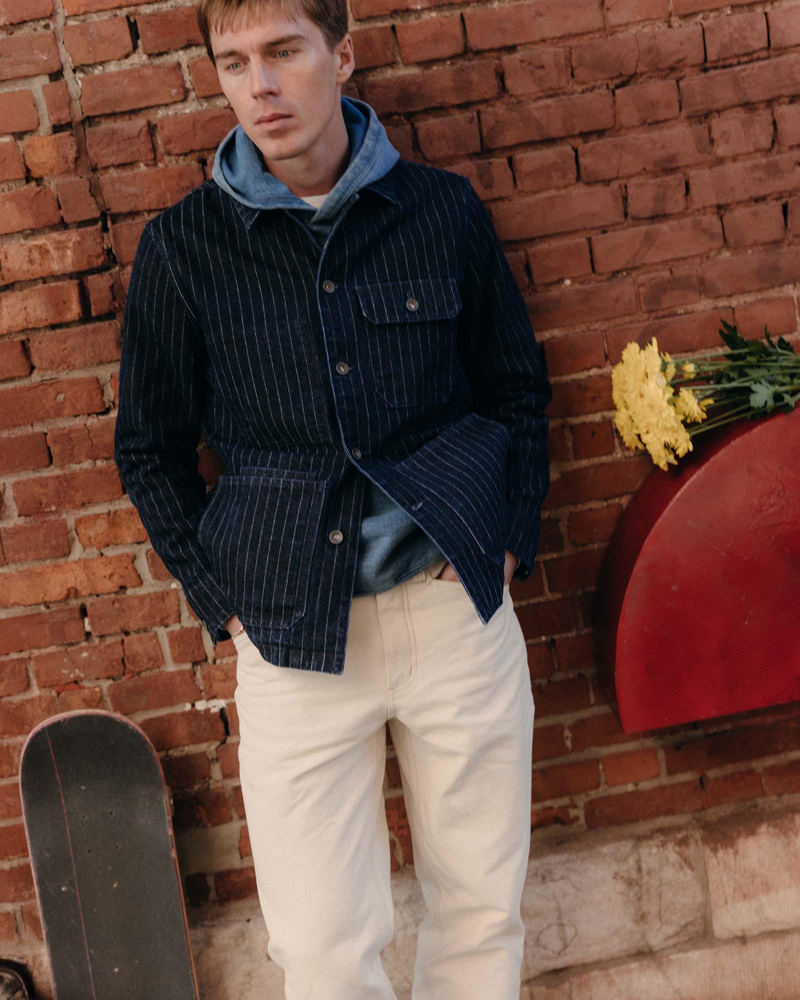 The Fremont Jacket in Rinsed Indigo Dobby Denim - Image 3