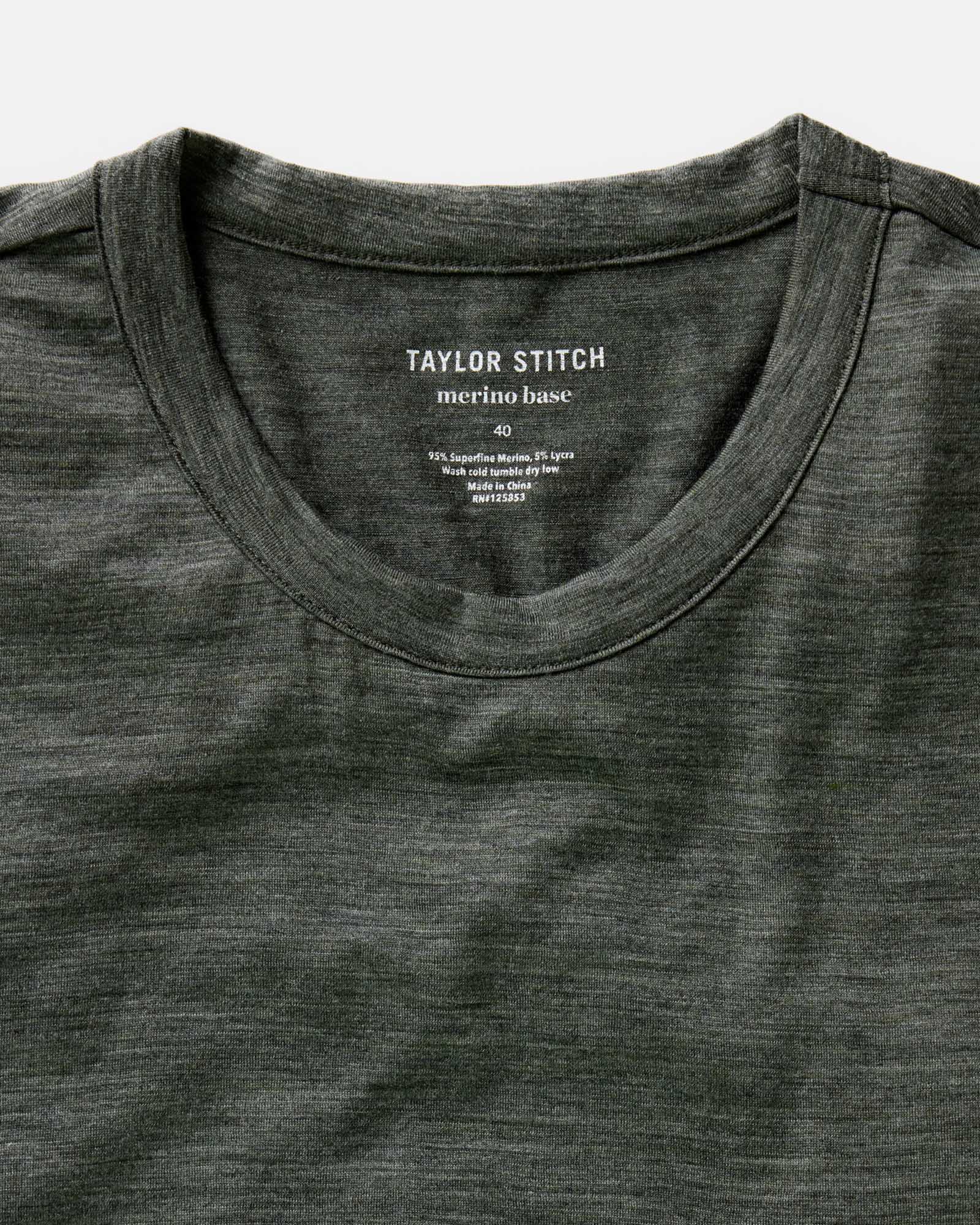 The Merino Tee in Heather Army - Image 4
