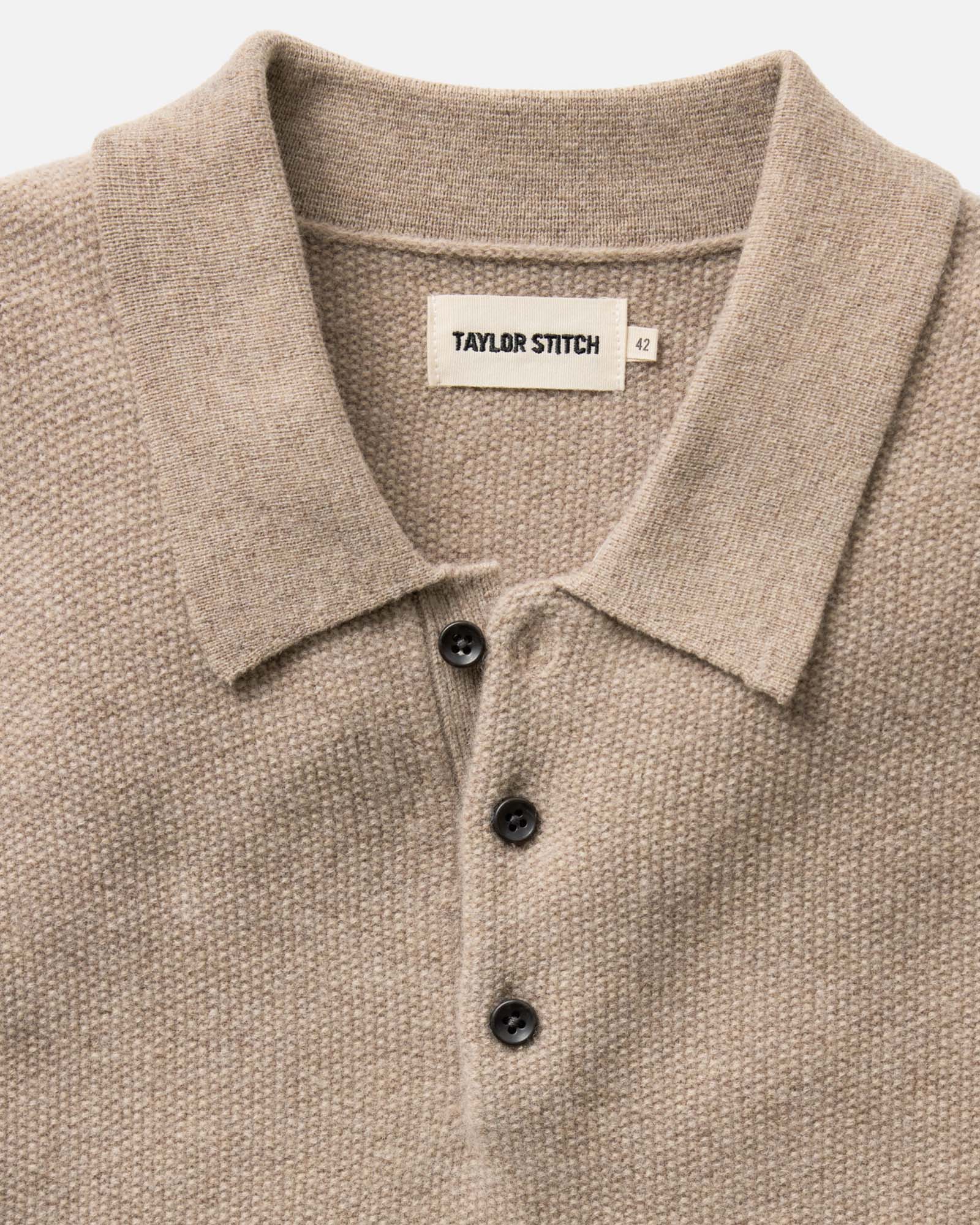 The Newton Sweater Polo in Heather Oatmeal - Image 4