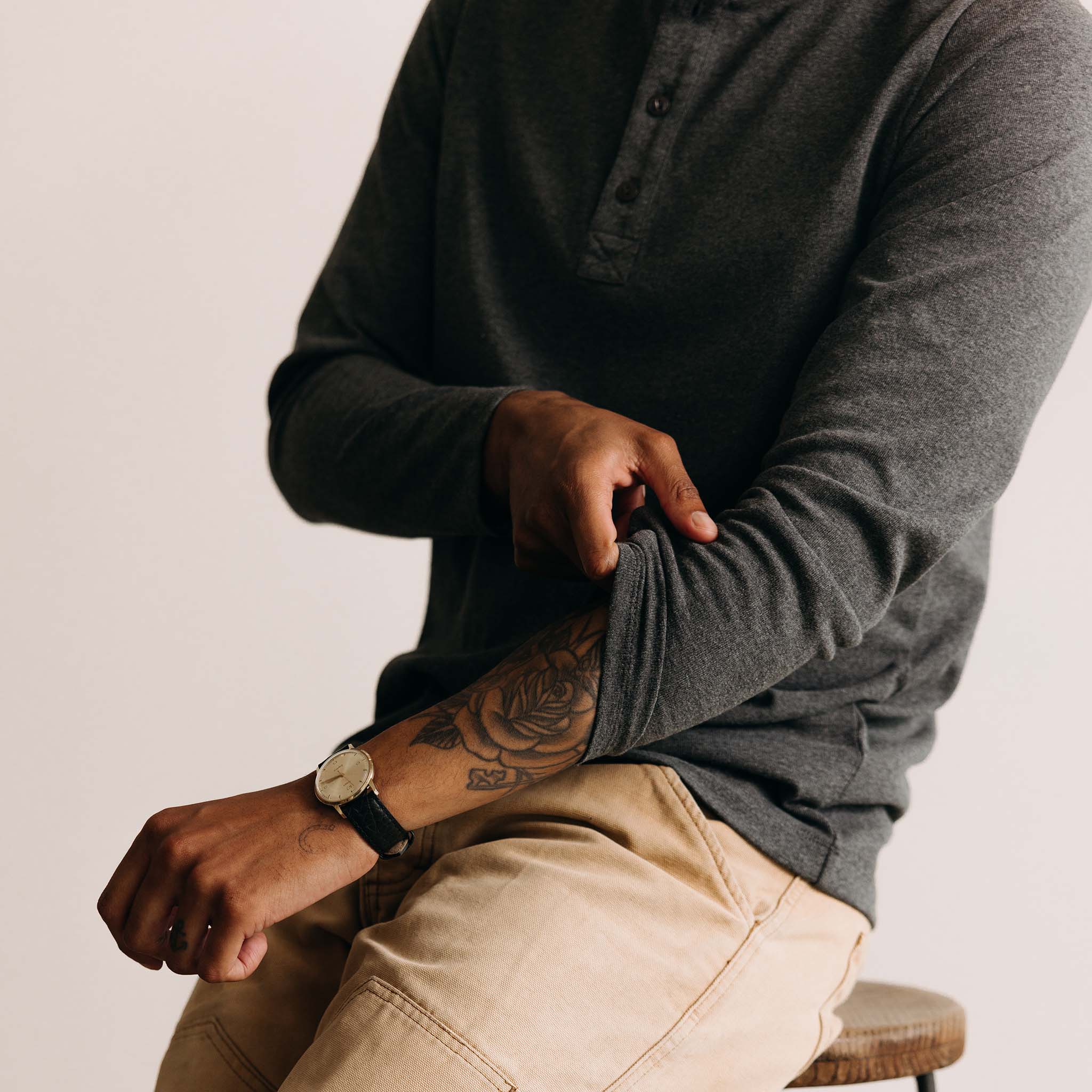 The Heavy Bag Henley in Heather Grey - Image 4