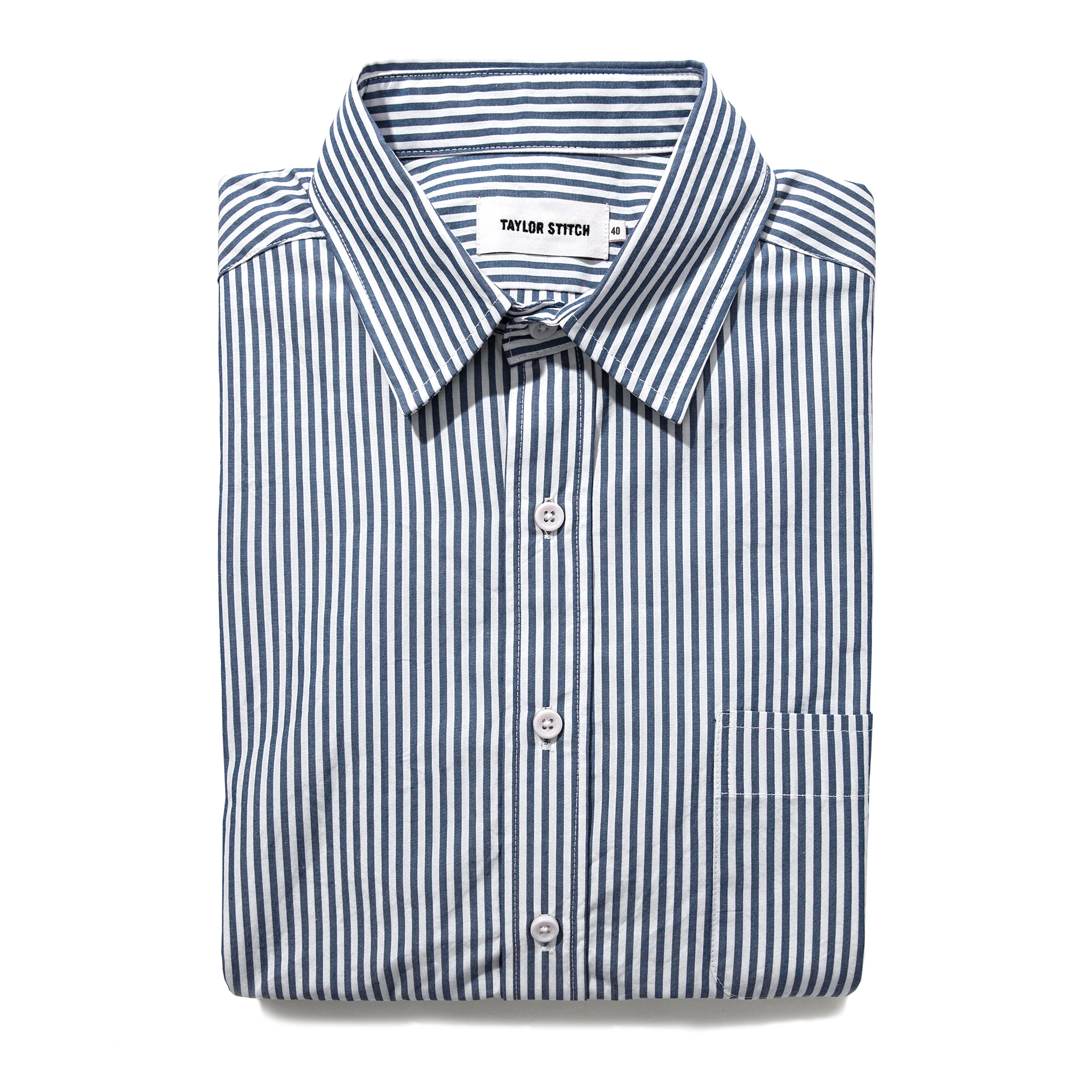 The Short Sleeve California in Navy Stripe Poplin - Image 8