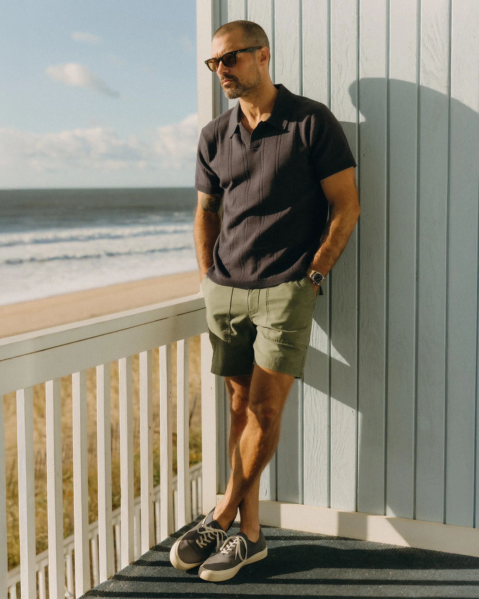The Valencia Sweater Polo in Heather Coal Rib - Image 3